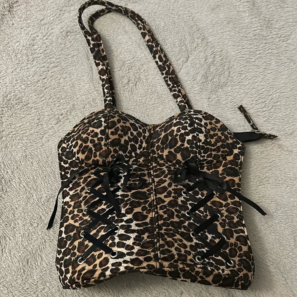 Cheetah print bustier corset purse